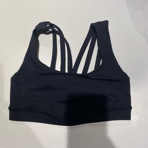 Lululemon Black Strappy Sports Bra Top sz 4